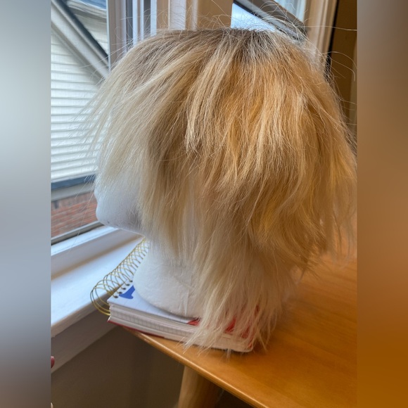 💯 REMY BLOND DARK ROOTS MESSY ROCKSTAR MULLET HUMAN HAIR WIG FULL CAP LACE FRONT - Picture 14 of 15